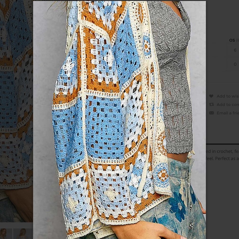🍀 POL “ Shelly 4 “ POL Crochet Open Front Cardigan Sweater with Tie 51 - Picture 6 of 6